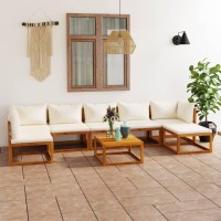 Vidaxl 8 Piece Patio Lounge Set With Cushion Cream Solid Acacia Wood