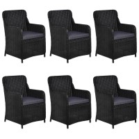 vidaXL 7 Piece Patio Dining Set Poly Rattan Black