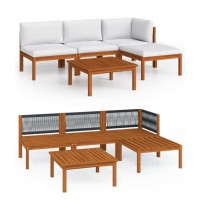 vidaXL 5 Piece Patio Lounge Set with Cushions Cream Solid Acacia Wood