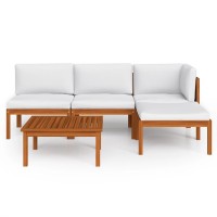 vidaXL 5 Piece Patio Lounge Set with Cushions Cream Solid Acacia Wood