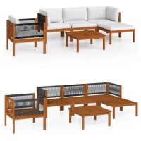 vidaXL 6 Piece Patio Lounge Set with Cushions Cream Solid Acacia Wood