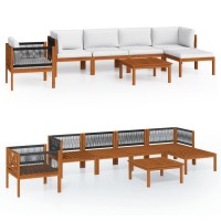 Vidaxl 7 Piece Patio Lounge Set With Cushions Cream Solid Acacia Wood