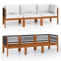 Vidaxl 3-Seater Patio Sofa With Cushion Solid Acacia Wood