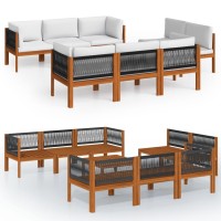 Vidaxl 9 Piece Patio Lounge Set With Cushions Cream Solid Acacia Wood
