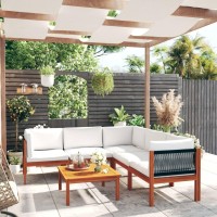 Vidaxl 6 Piece Patio Lounge Set With Cushions Cream Solid Acacia Wood
