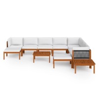 vidaXL 12 Piece Patio Lounge Set with Cushions Cream Solid Acacia Wood