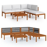 vidaXL 6 Piece Patio Lounge Set with Cushions Cream Solid Acacia Wood