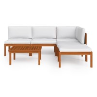 vidaXL 6 Piece Patio Lounge Set with Cushions Cream Solid Acacia Wood