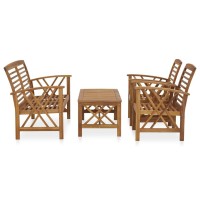 vidaXL 4 Piece Patio Lounge Set Solid Acacia Wood