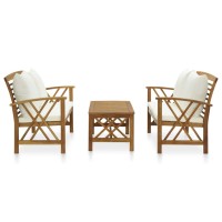 Vidaxl 3 Piece Patio Lounge Set With Cushions Solid Acacia Wood