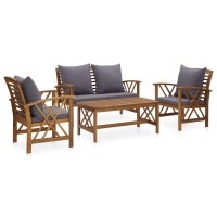 Vidaxl 4 Piece Patio Lounge Set With Cushions Solid Acacia Wood