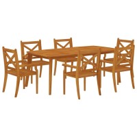 Vidaxl 7 Piece Patio Dining Set Solid Wood Acacia