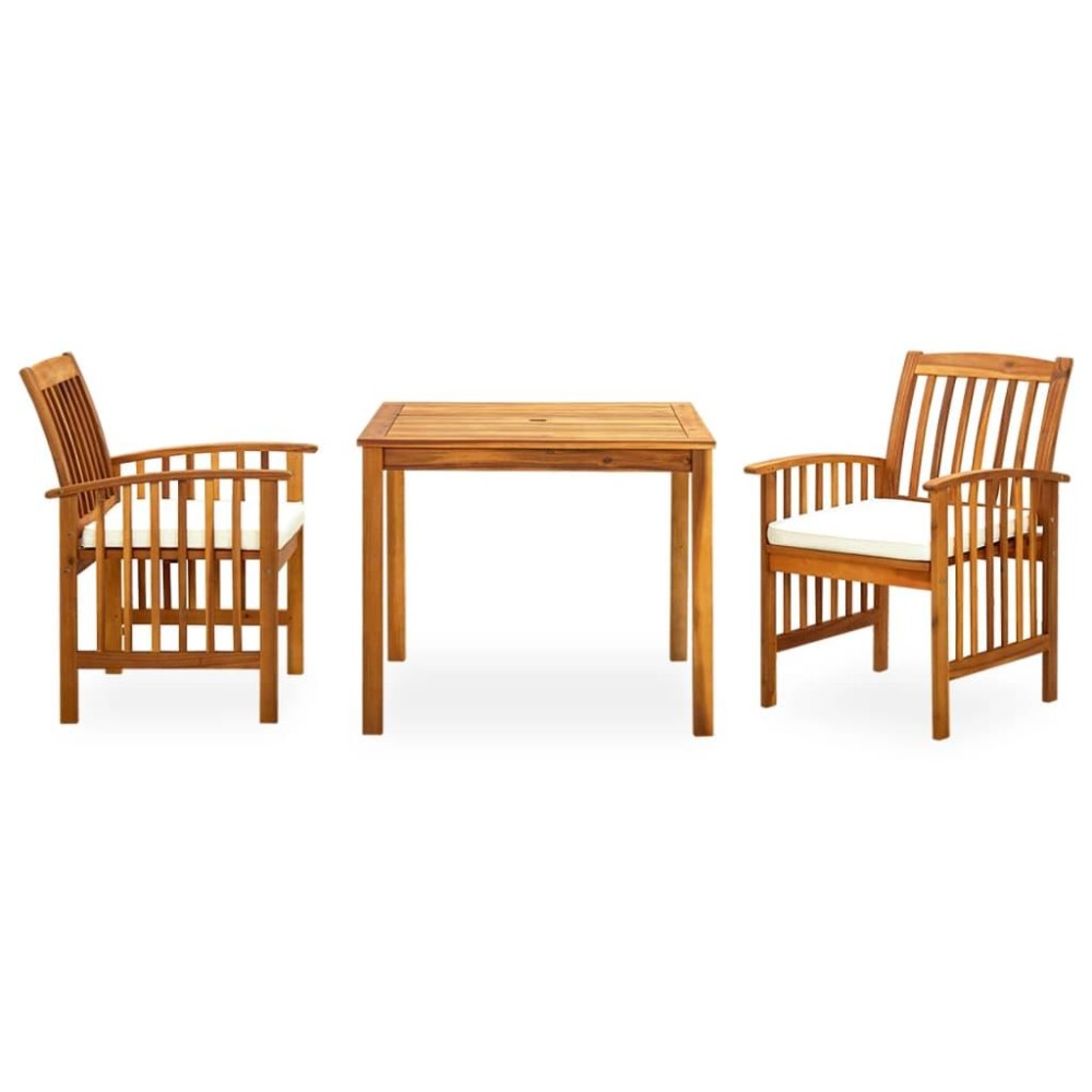 Vidaxl 3 Piece Patio Dining Set With Cushions Solid Acacia Wood