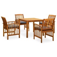 vidaXL 5 Piece Patio Dining Set with Cushions Solid Acacia Wood