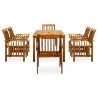 vidaXL 7 Piece Patio Dining Set with Cushions Solid Acacia Wood