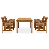 vidaXL 5 Piece Patio Dining Set with Cushions Solid Acacia Wood