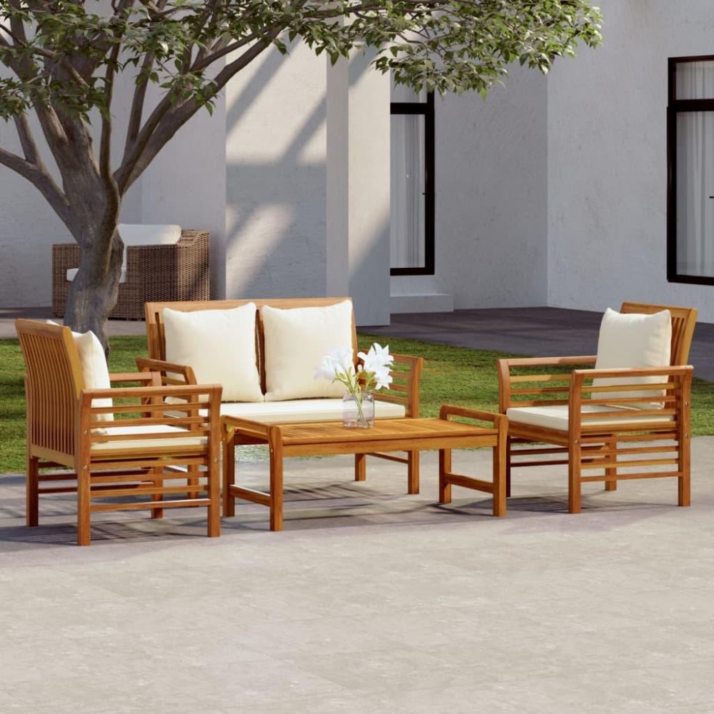 vidaXL 4 Piece Patio Lounge Set with Cushions Solid Wood Acacia