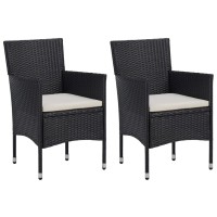 vidaXL 3 Piece Patio Dining Set Black Poly Rattan and Glass