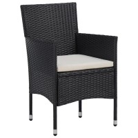 vidaXL 3 Piece Patio Dining Set Black Poly Rattan and Glass