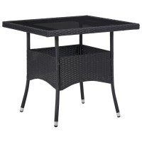 vidaXL 5 Piece Patio Dining Set Black Poly Rattan and Glass