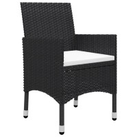 vidaXL 3 Piece Bistro Set Poly Rattan and Tempered Glass Black