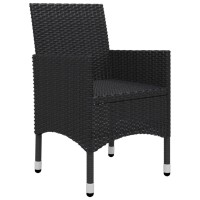 vidaXL 3 Piece Bistro Set Poly Rattan and Tempered Glass Black