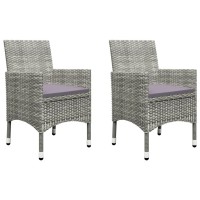 Vidaxl 3 Piece Patio Bistro Set Poly Rattan And Tempered Glass Gray