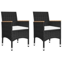 Vidaxl 3 Piece Patio Bistro Set Poly Rattan And Tempered Glass Black