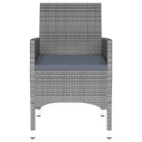 vidaXL 7 Piece Patio Dining Set Poly Rattan and Tempered Glass Gray