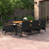 vidaXL 9 Piece Patio Dining Set Poly Rattan Black