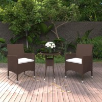 vidaXL 3 Piece Patio Dining Set Poly Rattan Brown