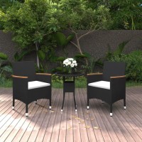 vidaXL 3 Piece Patio Dining Set Poly Rattan Black