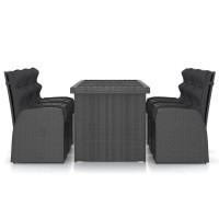 vidaXL 7 Piece Patio Dining Set with Cushions Poly Rattan Black