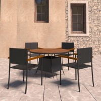 vidaXL 5 Piece Patio Dining Set Poly Rattan Black