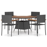 vidaXL 5 Piece Patio Dining Set Poly Rattan Black