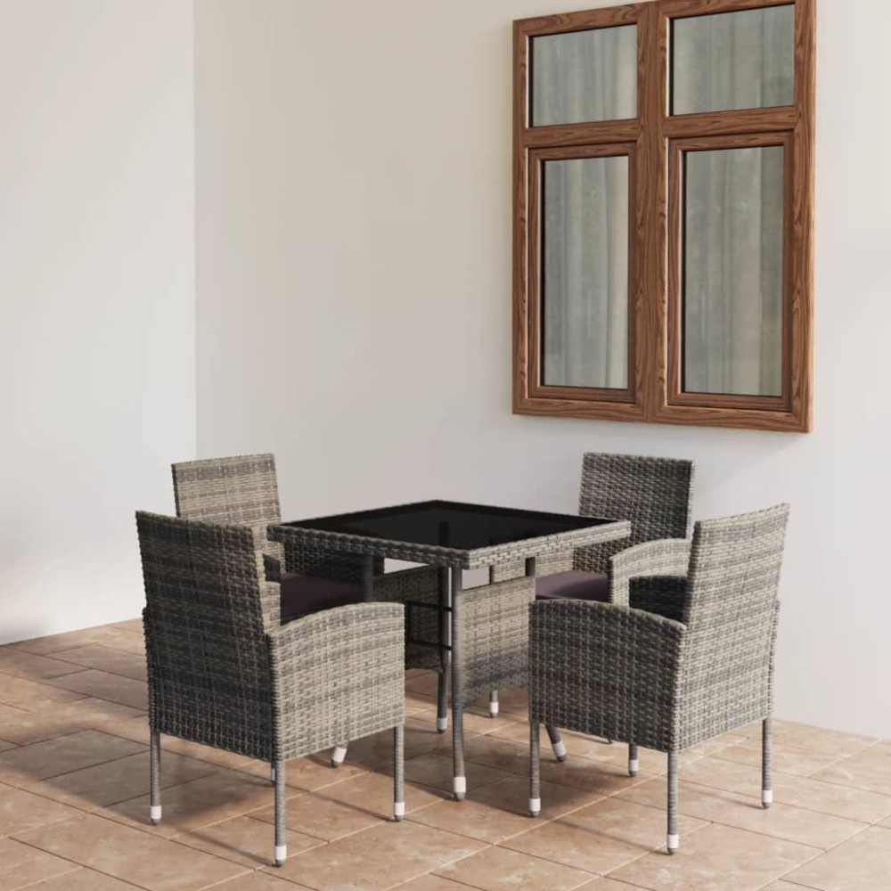 vidaXL 5 Piece Patio Dining Set Poly Rattan Anthracite