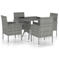 vidaXL 5 Piece Patio Dining Set Poly Rattan Anthracite