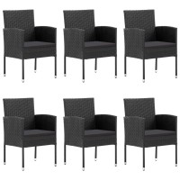 vidaXL 7 Piece Patio Dining Set Poly Rattan Black