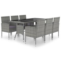 vidaXL 7 Piece Patio Dining Set Poly Rattan Anthracite