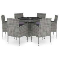 vidaXL 7 Piece Patio Dining Set Poly Rattan Anthracite & Gray