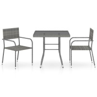 vidaXL 3 Piece Patio Dining Set Poly Rattan Anthracite & Gray