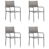 vidaXL 5 Piece Patio Dining Set Poly Rattan Gray