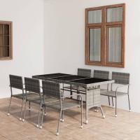 vidaXL 7 Piece Patio Dining Set Poly Rattan Anthracite