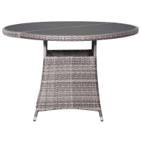 vidaXL 7 Piece Patio Dining Set Poly Rattan Anthracite & Gray