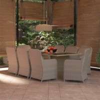 vidaXL 9 Piece Patio Dining Set Poly Rattan Brown