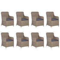 vidaXL 9 Piece Patio Dining Set Poly Rattan Brown