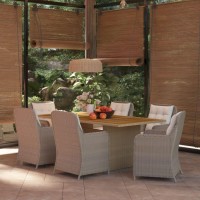 vidaXL 7 Piece Patio Dining Set Poly Rattan Brown