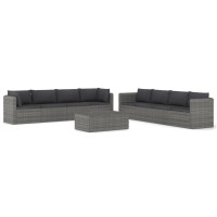 Vidaxl 9 Piece Patio Lounge Set With Cushions Poly Rattan Gray