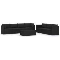 vidaXL 8 Piece Patio Lounge Set with Cushions Poly Rattan Black