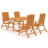 vidaXL 5 Piece Patio Dining Set Solid Teak Wood